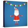 Santa Claus on a Blue Background. Vector Illustration.-Bellenixe-Stretched Canvas