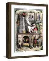 Santa Claus Opening a Stack of Letters, 1880s-null-Framed Giclee Print