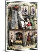 Santa Claus Opening a Stack of Letters, 1880s-null-Mounted Giclee Print