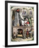 Santa Claus Opening a Stack of Letters, 1880s-null-Framed Giclee Print