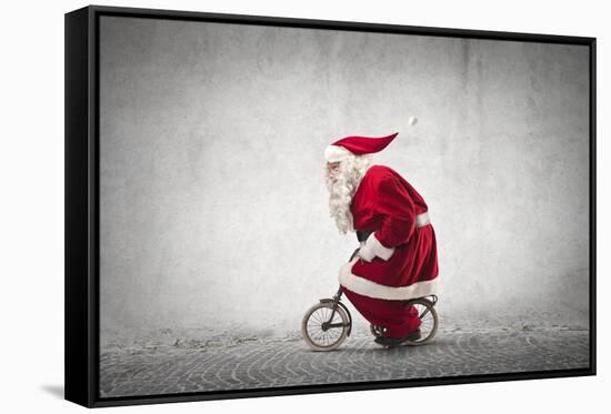 Santa Claus Rides a Bicycle-olly2-Framed Stretched Canvas