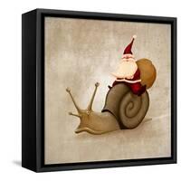 Santa Claus Rides A Snail-jordygraph-Framed Stretched Canvas