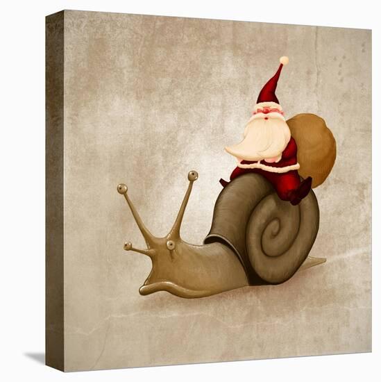 Santa Claus Rides A Snail-jordygraph-Stretched Canvas
