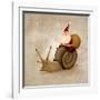 Santa Claus Rides A Snail-jordygraph-Framed Art Print