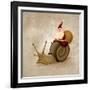 Santa Claus Rides A Snail-jordygraph-Framed Art Print