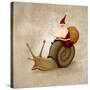 Santa Claus Rides A Snail-jordygraph-Stretched Canvas