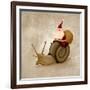 Santa Claus Rides A Snail-jordygraph-Framed Art Print