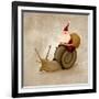 Santa Claus Rides A Snail-jordygraph-Framed Art Print