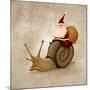 Santa Claus Rides A Snail-jordygraph-Mounted Art Print