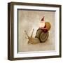 Santa Claus Rides A Snail-jordygraph-Framed Art Print