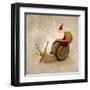 Santa Claus Rides A Snail-jordygraph-Framed Art Print