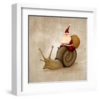 Santa Claus Rides A Snail-jordygraph-Framed Art Print