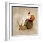 Santa Claus Rides A Snail-jordygraph-Framed Art Print