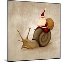 Santa Claus Rides A Snail-jordygraph-Mounted Art Print