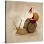 Santa Claus Rides A Snail-jordygraph-Stretched Canvas