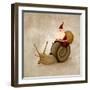 Santa Claus Rides A Snail-jordygraph-Framed Art Print