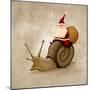 Santa Claus Rides A Snail-jordygraph-Mounted Art Print