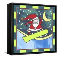 Santa Claus Snowboarding 4-Denny Driver-Framed Stretched Canvas