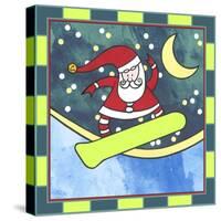 Santa Claus Snowboarding 4-Denny Driver-Stretched Canvas