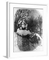 Santa Claus Waiting on the Roof-null-Framed Giclee Print