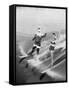 Santa Claus Water Skiing with Female Friend-null-Framed Stretched Canvas