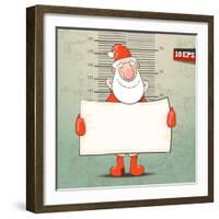 Santa Claus with a Banner. Vector Illustration-Alekksall-Framed Art Print