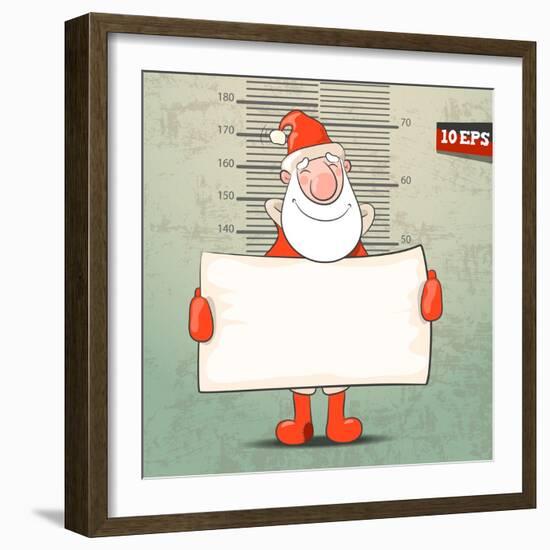 Santa Claus with a Banner. Vector Illustration-Alekksall-Framed Art Print