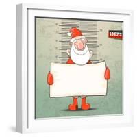 Santa Claus with a Banner. Vector Illustration-Alekksall-Framed Art Print