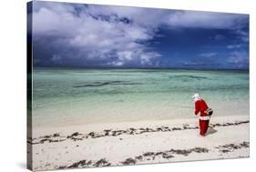 Santa Clause Patrols the Beaches of Alphonse Island for Feeding Fish-Matt Jones-Stretched Canvas