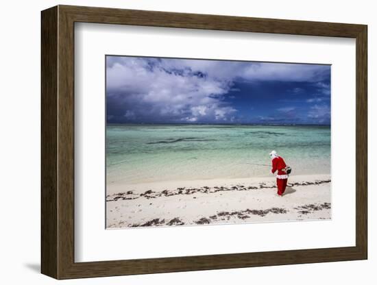 Santa Clause Patrols the Beaches of Alphonse Island for Feeding Fish-Matt Jones-Framed Photographic Print