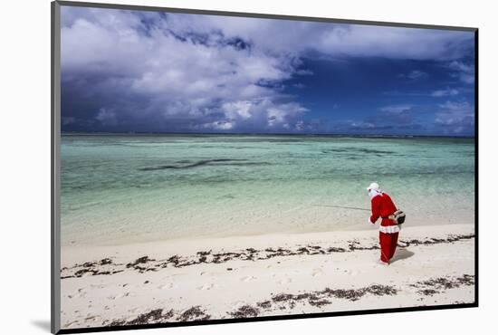 Santa Clause Patrols the Beaches of Alphonse Island for Feeding Fish-Matt Jones-Mounted Photographic Print