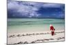 Santa Clause Patrols the Beaches of Alphonse Island for Feeding Fish-Matt Jones-Mounted Photographic Print