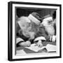 Santa Clauses Take a Written Examination For Diploma After Listening to Lectures-Martha Holmes-Framed Photographic Print