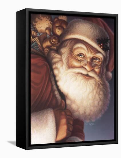 Santa Close-Up with a Sack of Toys on His Back-Dan Craig-Framed Stretched Canvas