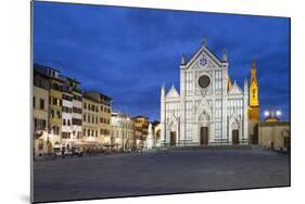 Santa Croce Church at Night, Piazza Santa Croce, Florencetuscany, Italy, Europe-Stuart Black-Mounted Photographic Print