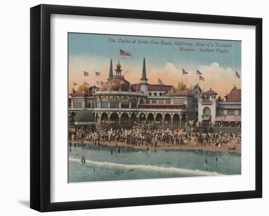 Santa Cruz, CA - Casino and Santa Cruz Beach-Lantern Press-Framed Art Print