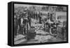 Santa Cruz, CA - Fisherman's Wharf Scene Photograph-Lantern Press-Framed Stretched Canvas