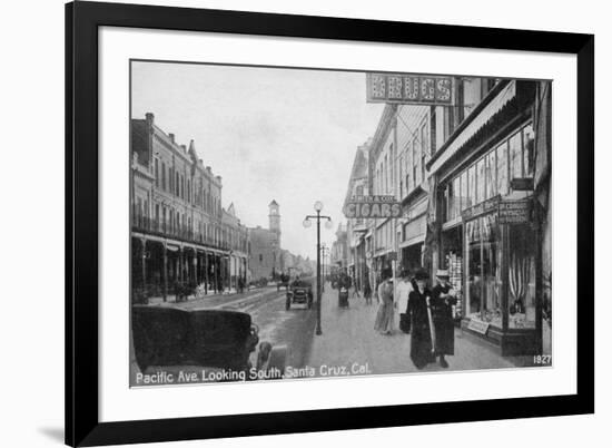 Santa Cruz, CA - Pacific Avenue Looking South Photo-Lantern Press-Framed Art Print