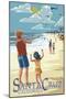 Santa Cruz, California - Beach and Kite Flyers-Lantern Press-Mounted Art Print