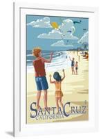 Santa Cruz, California - Beach and Kite Flyers-Lantern Press-Framed Art Print