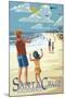 Santa Cruz, California - Beach and Kite Flyers-Lantern Press-Mounted Art Print