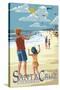 Santa Cruz, California - Beach and Kite Flyers-Lantern Press-Stretched Canvas