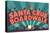 Santa Cruz, California - Beach Boardwalk Sign at Night-Lantern Press-Stretched Canvas