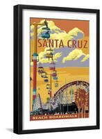 Santa Cruz, California - Beach Boardwalk-Lantern Press-Framed Art Print