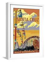 Santa Cruz, California - Beach Boardwalk-Lantern Press-Framed Art Print