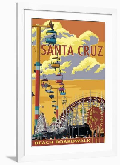 Santa Cruz, California - Beach Boardwalk-Lantern Press-Framed Art Print