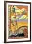 Santa Cruz, California - Beach Boardwalk-Lantern Press-Framed Art Print