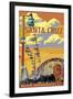 Santa Cruz, California - Beach Boardwalk-Lantern Press-Framed Art Print
