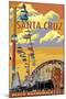 Santa Cruz, California - Beach Boardwalk-Lantern Press-Mounted Art Print