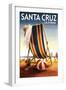 Santa Cruz, California - Beach Chair and Ball-Lantern Press-Framed Art Print